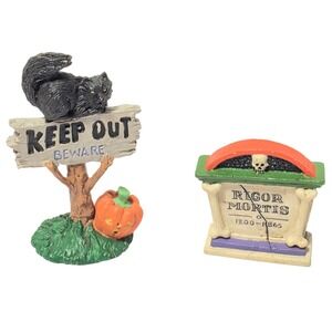 Midwest Importers Halloween Black Cat Keep Out Sign & Rigor Mortis Tombstone Set